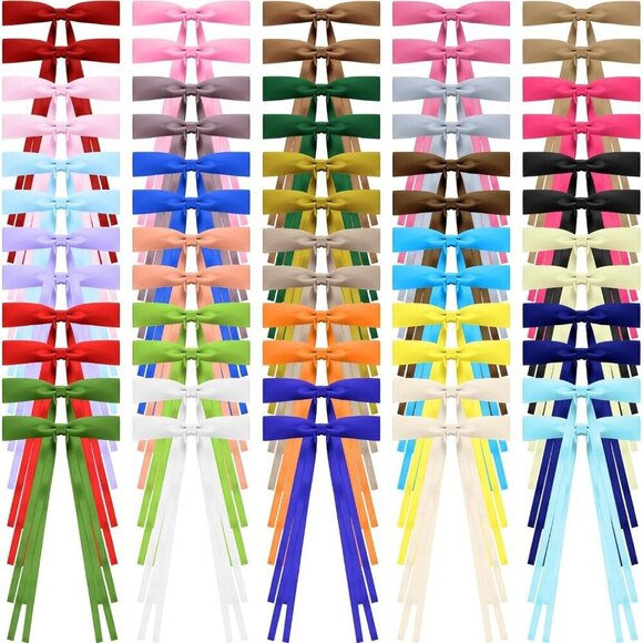 Hair Bow Clips Bulk Ribbon Satin Tassel Hair Accessories 60 Pack for Women Girls main image 5
